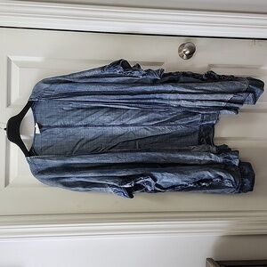 Lightweight denim ruffle kimono